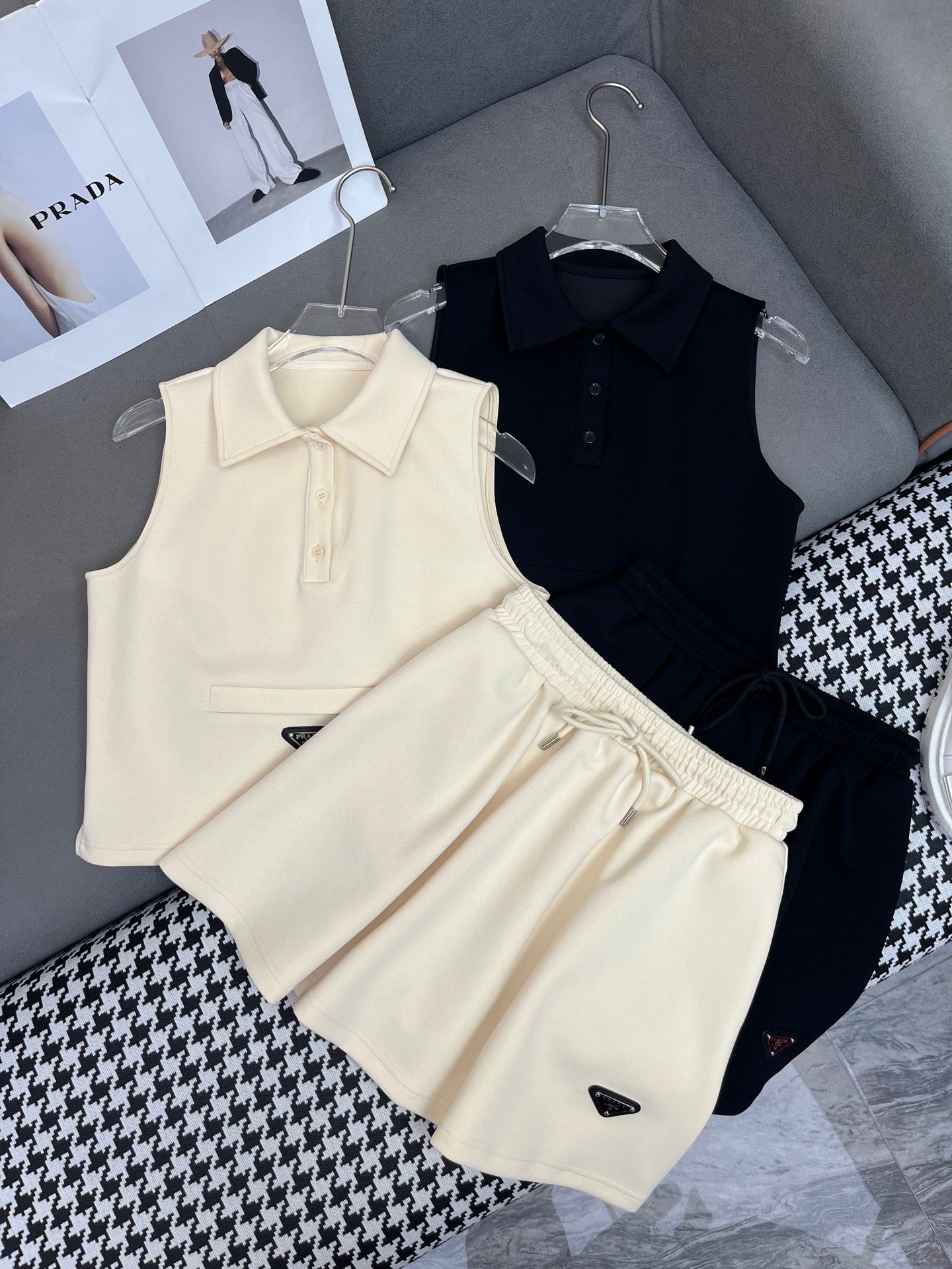 PRADA MATCHING SET WITH SLEEVELESS TOP AND SHORT SKIRT