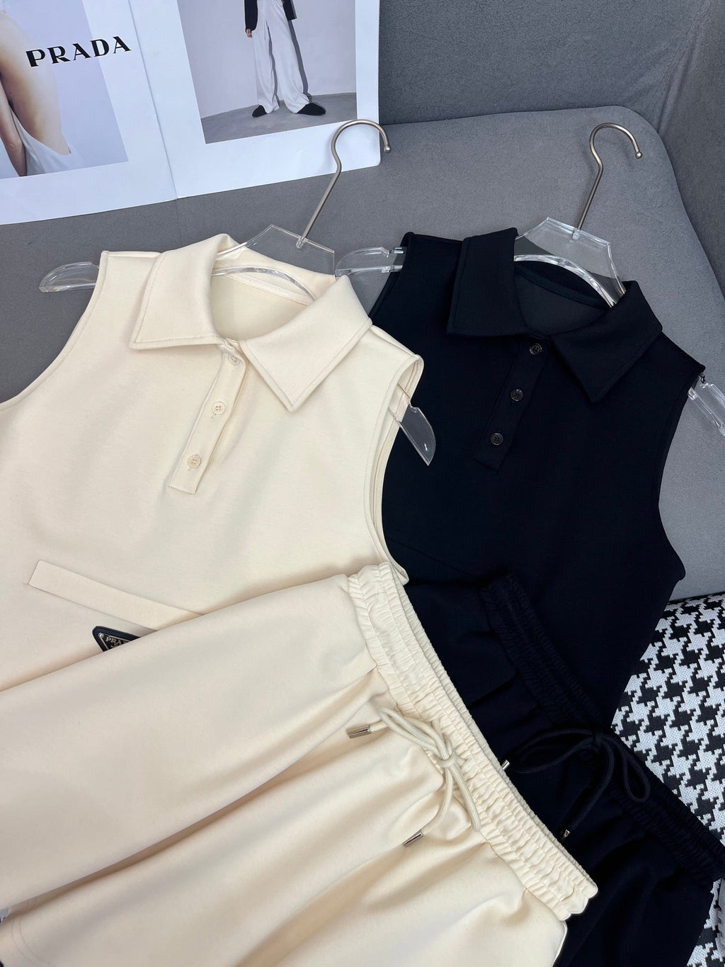 PRADA MATCHING SET WITH SLEEVELESS TOP AND SHORT SKIRT