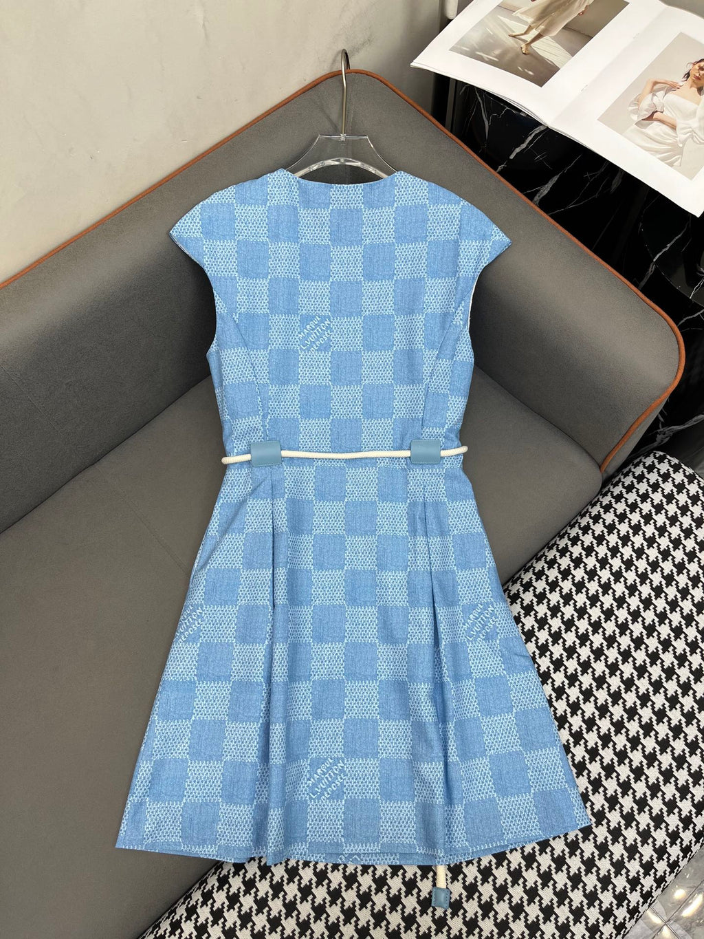 LOUIS VUITTON LV FRONT ZIP SLEEVELESS DRESS BLUE 25S IN POLYESTER 266638