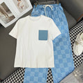 LOUIS VUITTON LV T SHIRT AND WIDE LEG PANTS SET BLUE 25S IN POLYESTER 266642