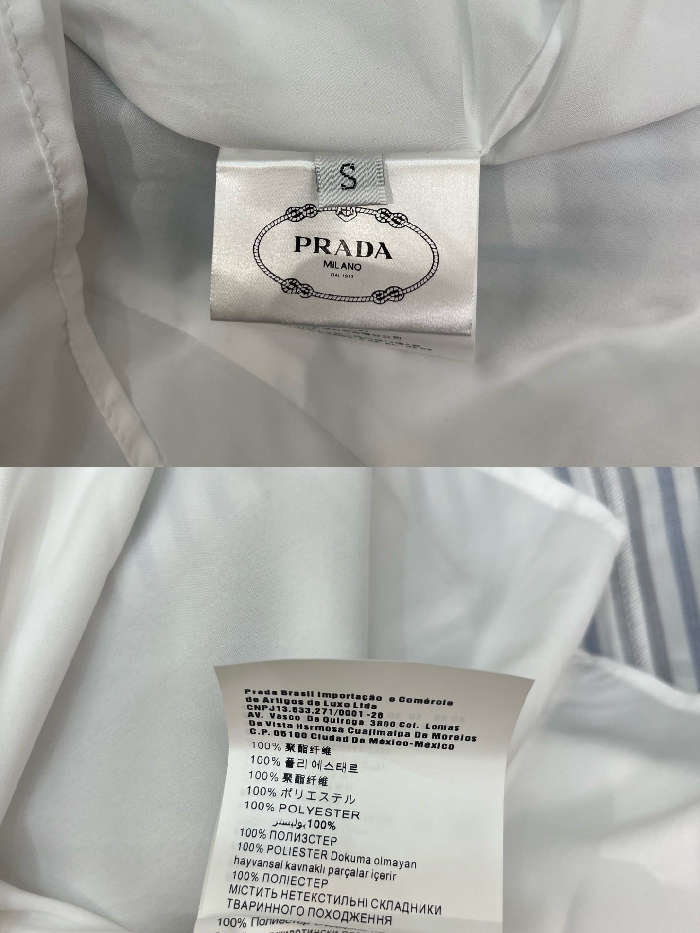 PRADA SLEEVELESS STRIPED SHIRT DRESS