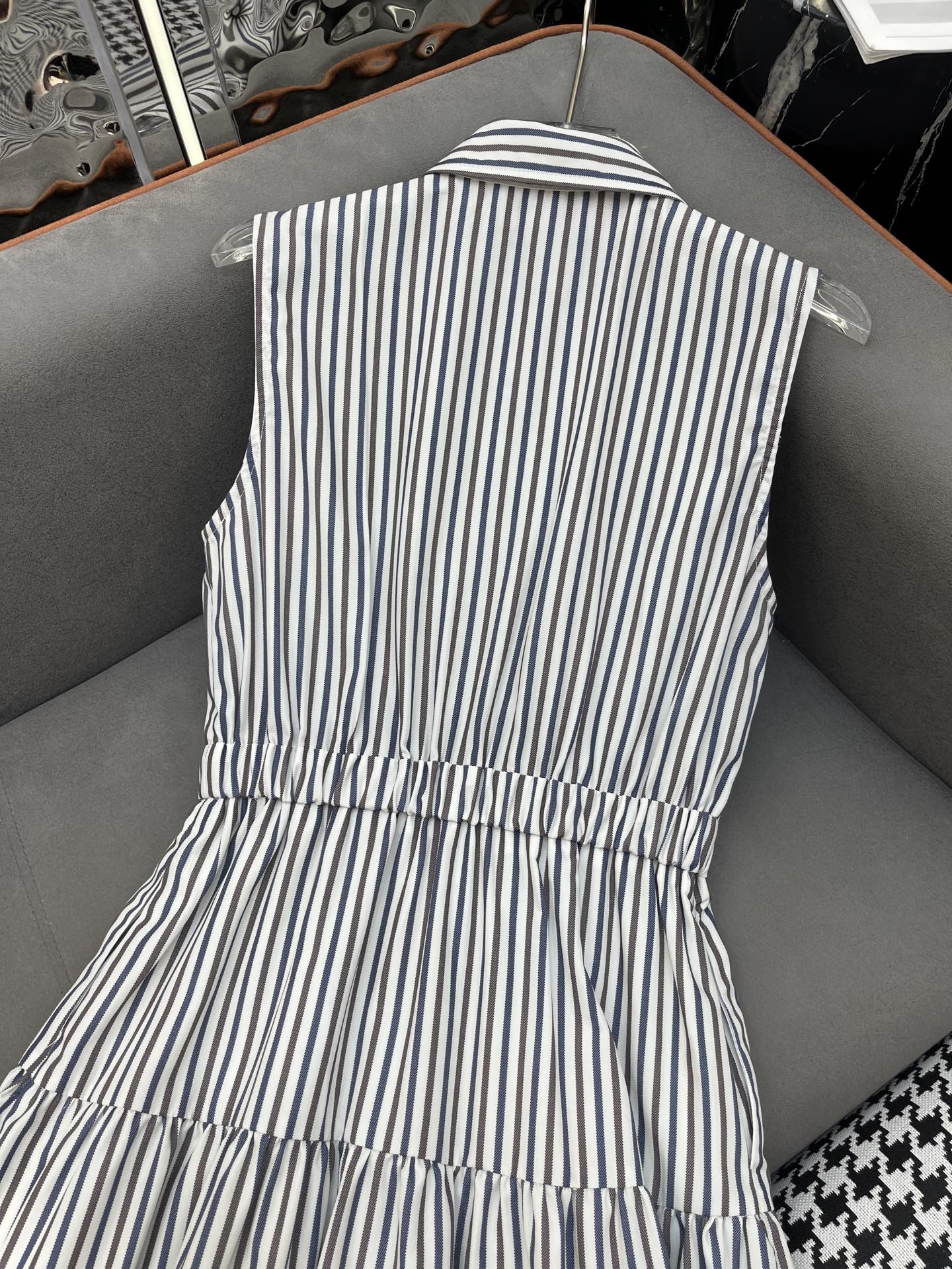 PRADA SLEEVELESS STRIPED SHIRT DRESS