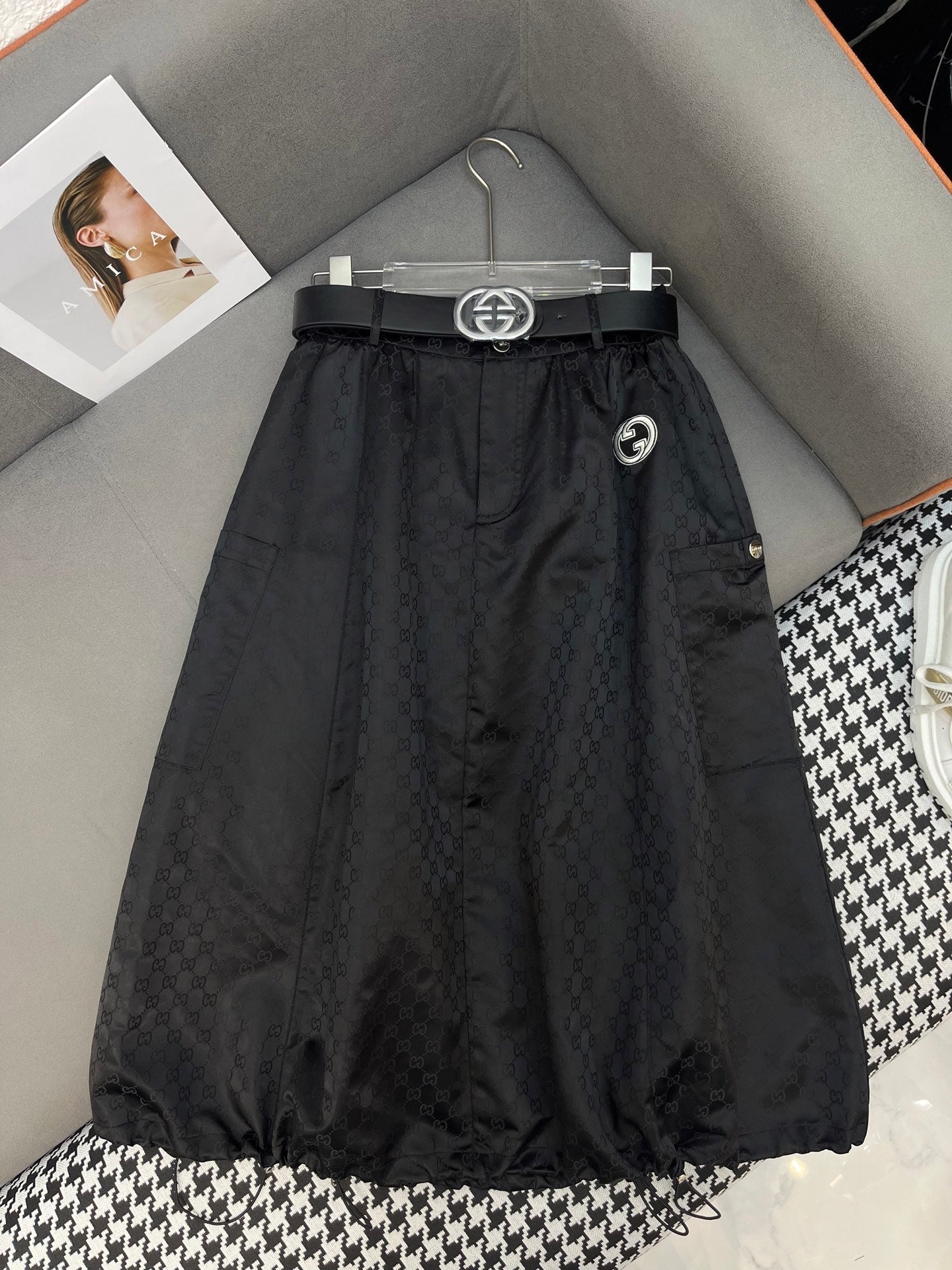 GUCCI NEW STYLE DRESS JACQUARD DOUBLE G HAS A BELT 266712