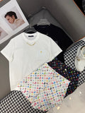 LOUIS VUITTON LV NEW T-SHIRT AND SHORTS SET WITH GOLD HARDWARE DETAILS
