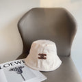 CELINE BUCKET HAT MODEL 652076 IN ORANGE & WHITE GINGHAM FABRIC