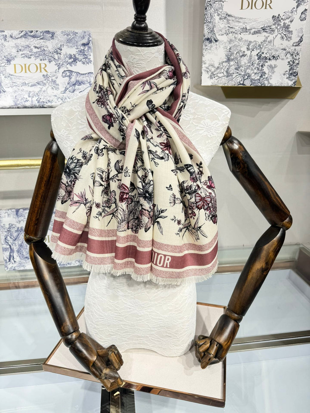DIOR SCARF 180 CM IN COLORFUL CASHMERE AND SILK 408421
