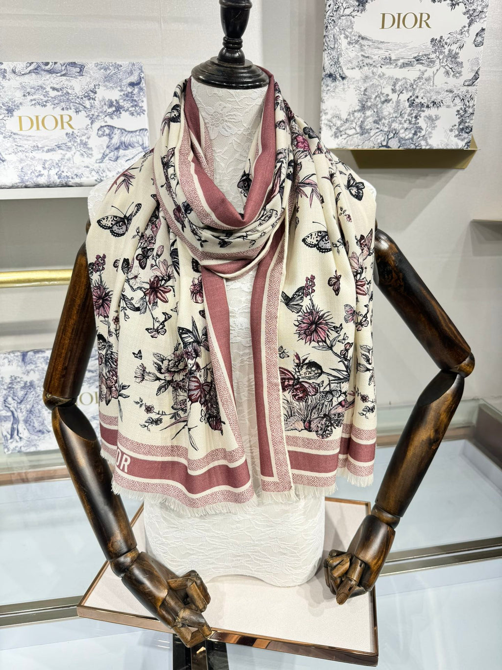 DIOR SCARF 180 CM IN COLORFUL CASHMERE AND SILK 408421