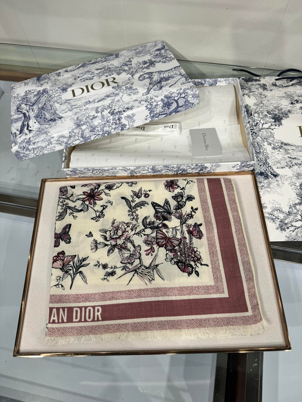 DIOR SCARF 180 CM IN COLORFUL CASHMERE AND SILK 408421