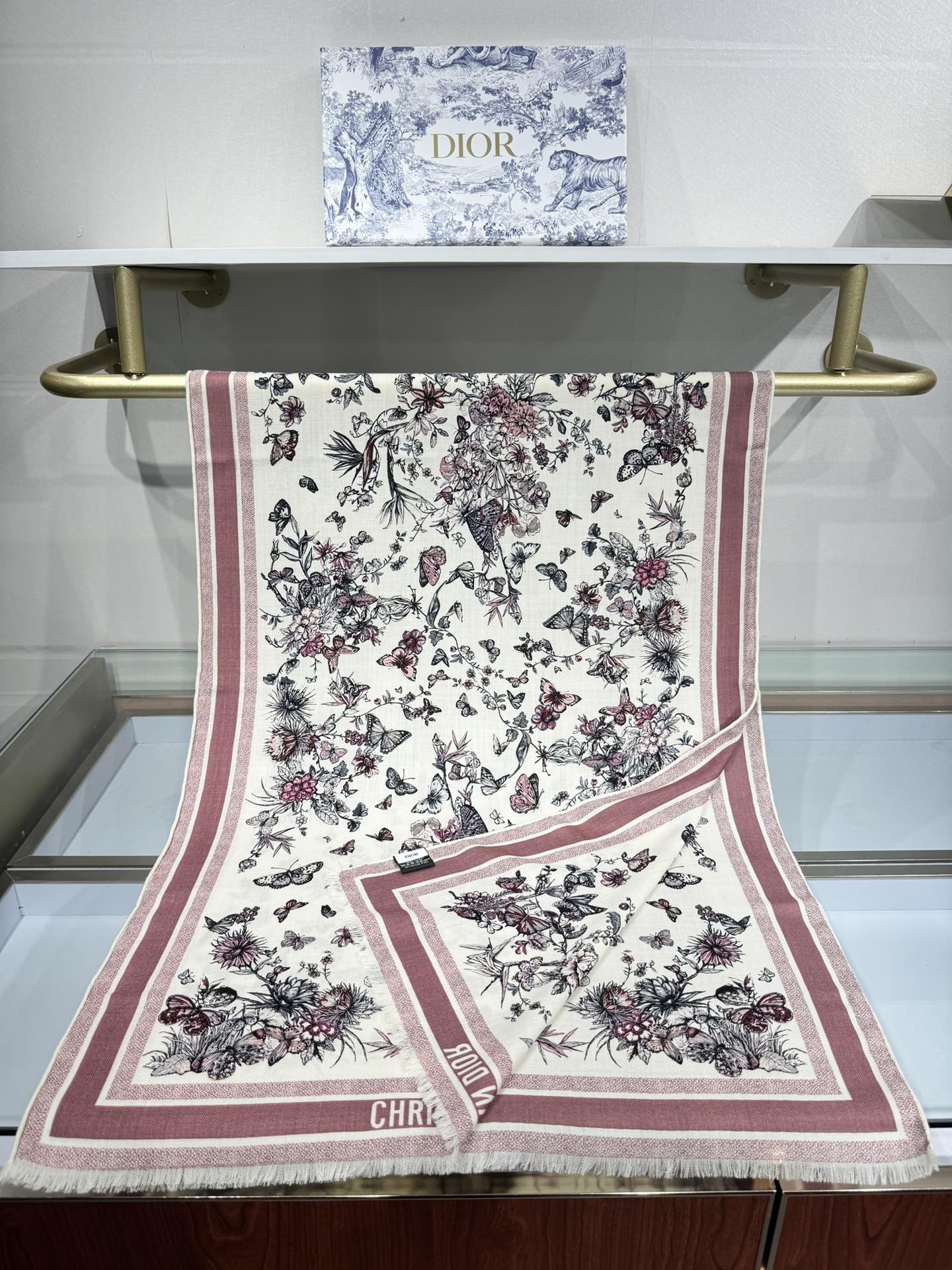 DIOR SCARF 180 CM IN COLORFUL CASHMERE AND SILK 408421