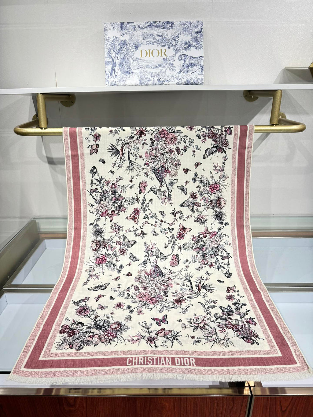 DIOR SCARF 180 CM IN COLORFUL CASHMERE AND SILK 408421