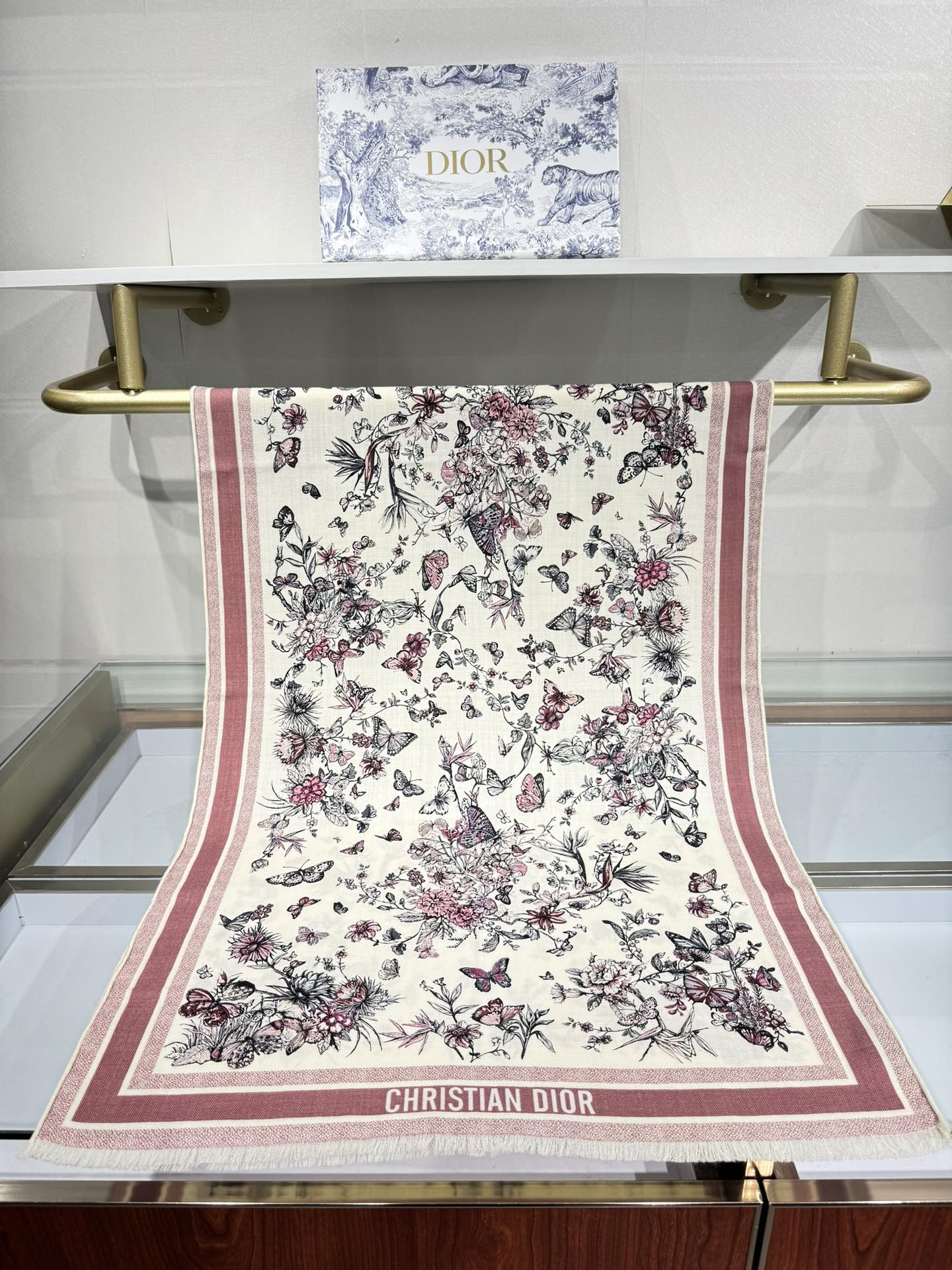 DIOR SCARF 180 CM IN COLORFUL CASHMERE AND SILK 408421
