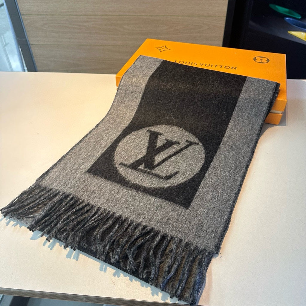LOUIS VUITTON SCARF 180 CM IN SHADOW GRAY CASHMERE 394488