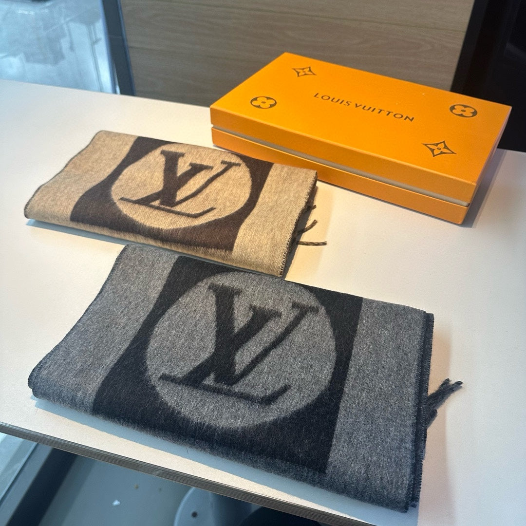LOUIS VUITTON SCARF 180 CM IN SHADOW GRAY CASHMERE 394488