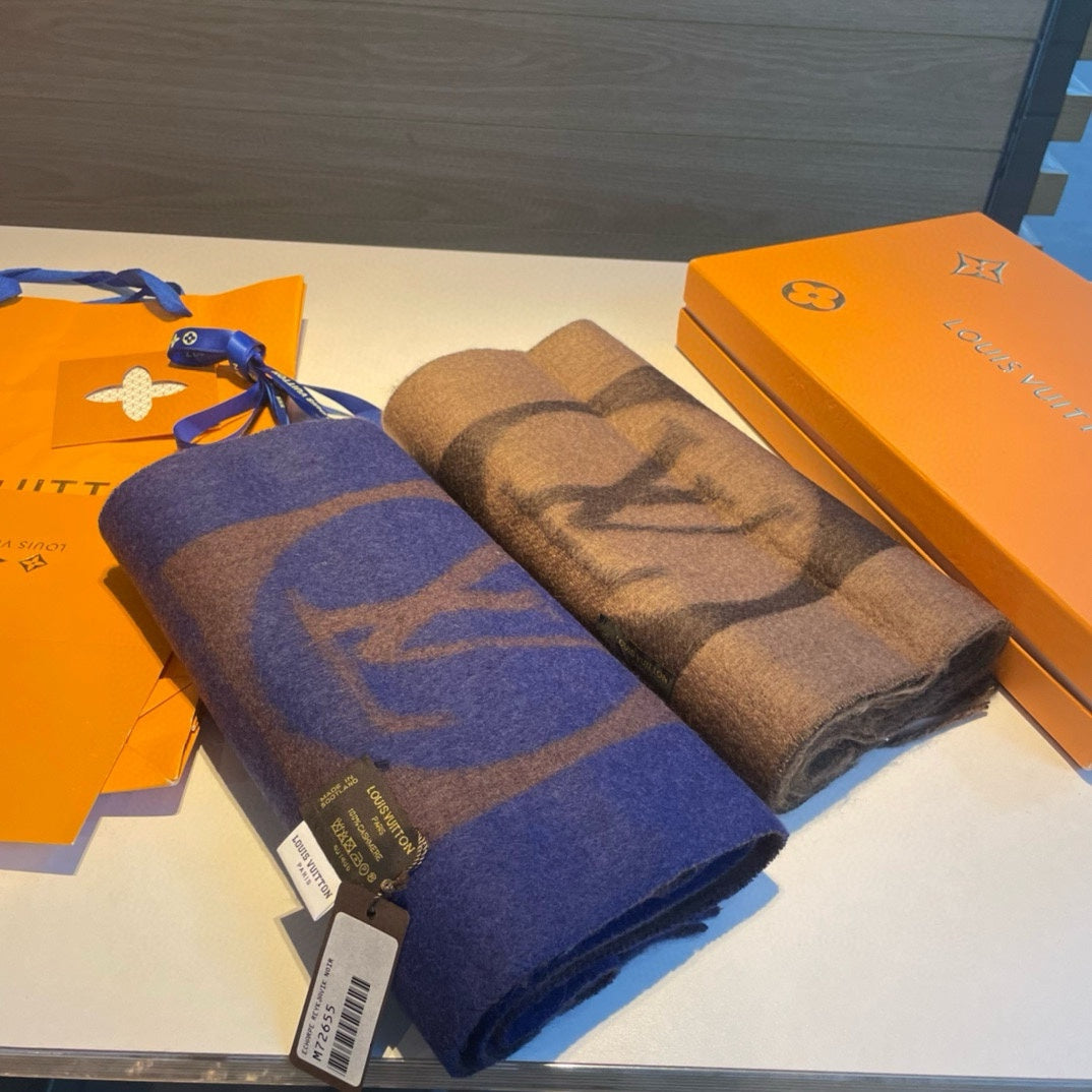 LOUIS VUITTON SCARF 180 CM IN MEDIUM BROWN CASHMERE 398244