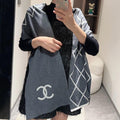 CHANEL SCARF 180 CM IN MOUSE GRAY MIX WHITE CASHMERE 401970