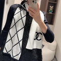 CHANEL SCARF 180 CM IN BLACK MIX WHITE CASHMERE 401971