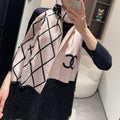 CHANEL SCARF 180 CM IN PASTEL PINK MIX BLACK CASHMERE 401972