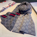 GUCCI CLASSIC SCARF 180 CM IN DARK GRAY MONOGRAM CASHMERE 401994