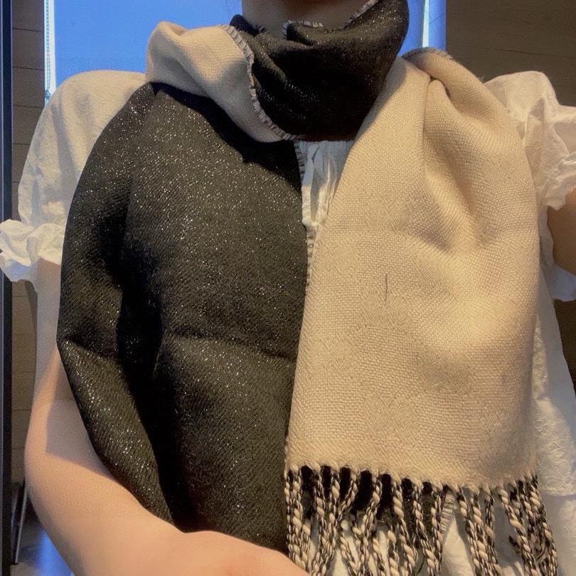 GUCCI SCARF IN BLACK AND BEIGE WOOL 405144