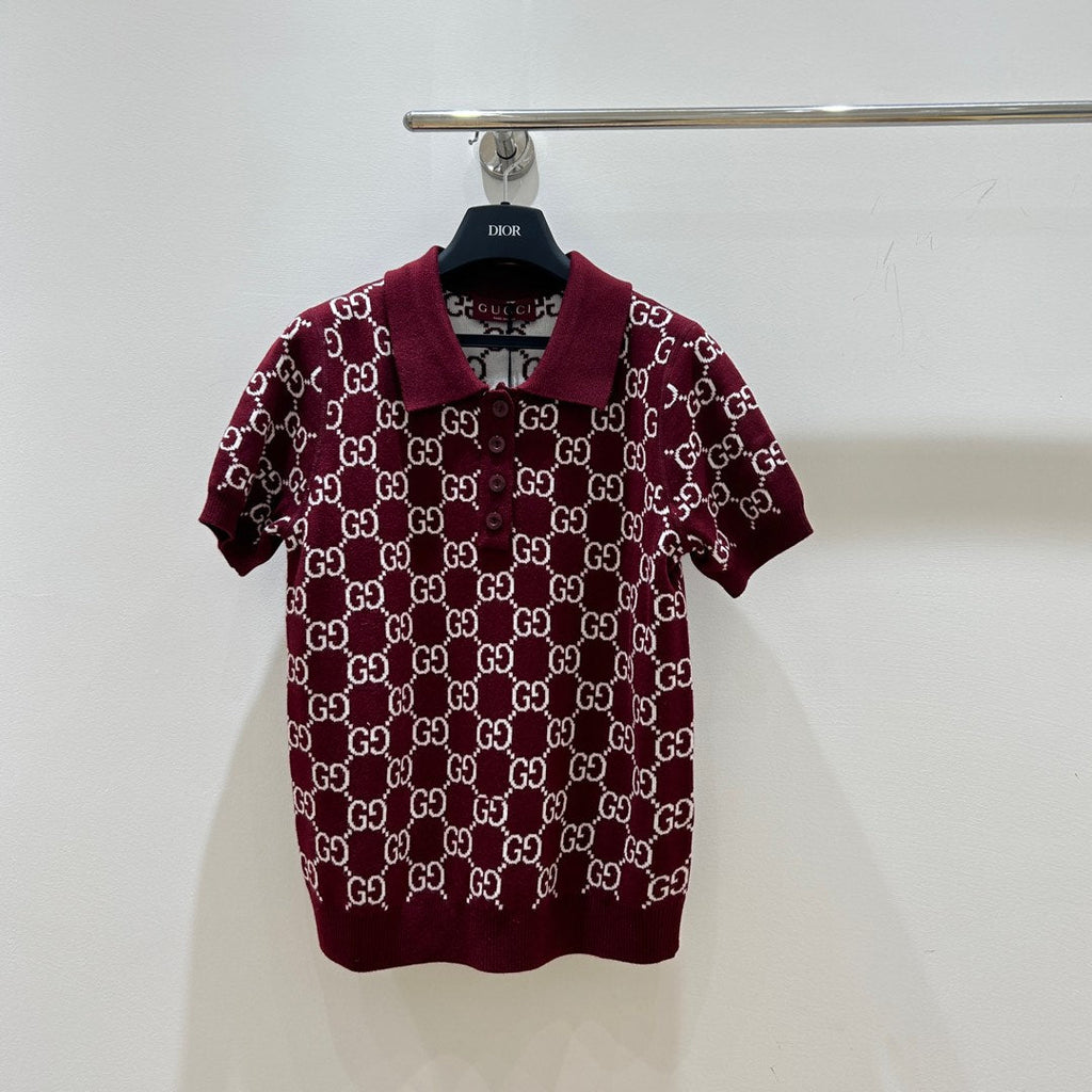 GUCCI SHORT-SLEEVE KNIT POLO STYLE 42