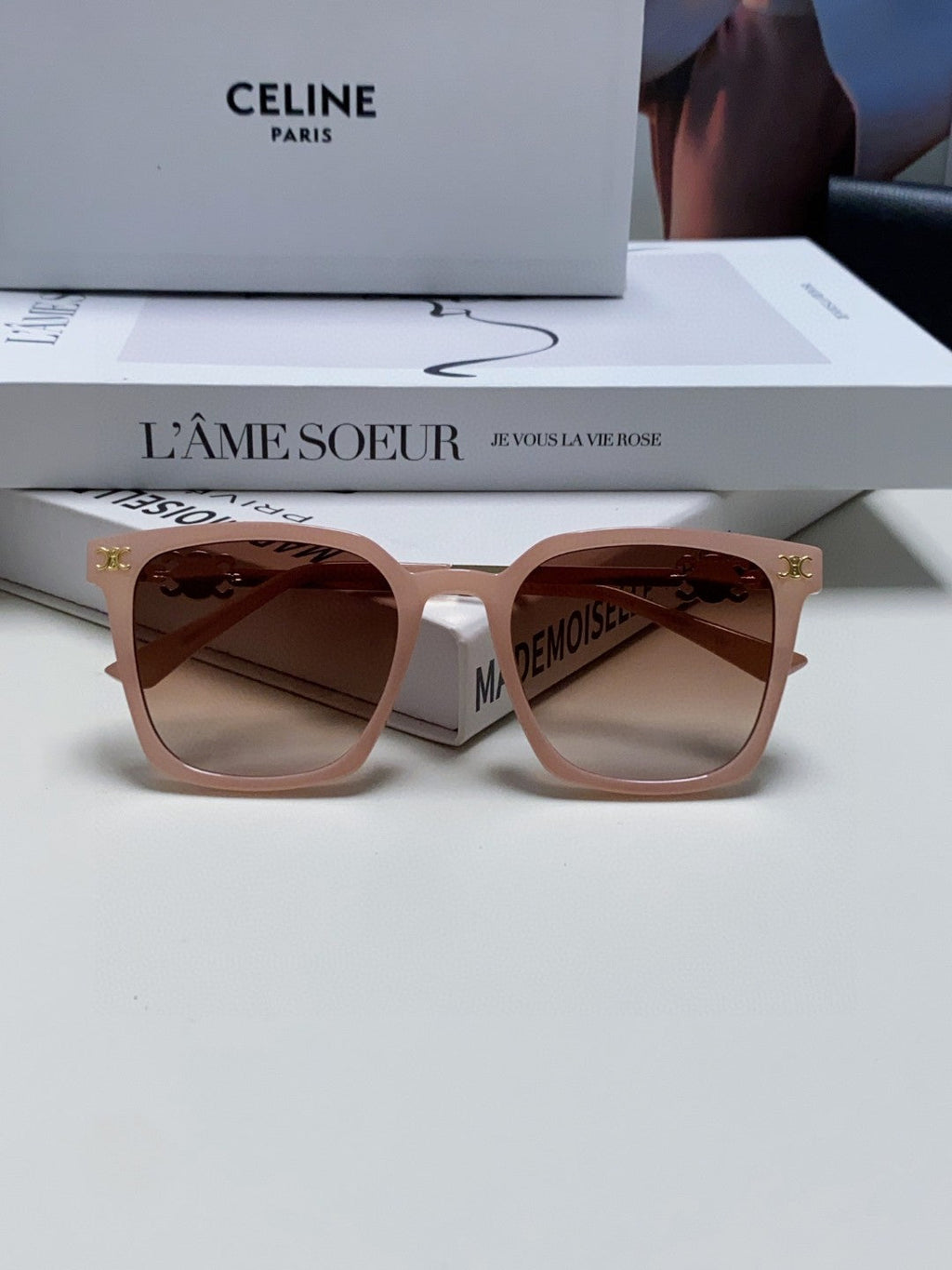 CELINE TRIOMPHE SUNGLASS 497815 IN PINK CLEAR METAL