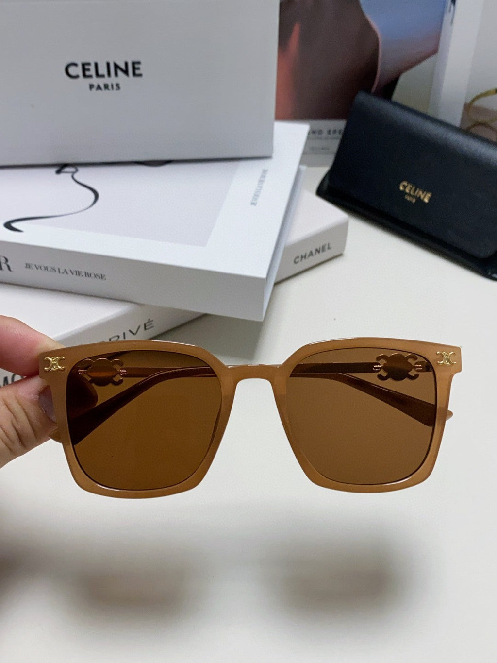 CELINE TRIOMPHE SUNGLASS 497816 IN NUDE METAL