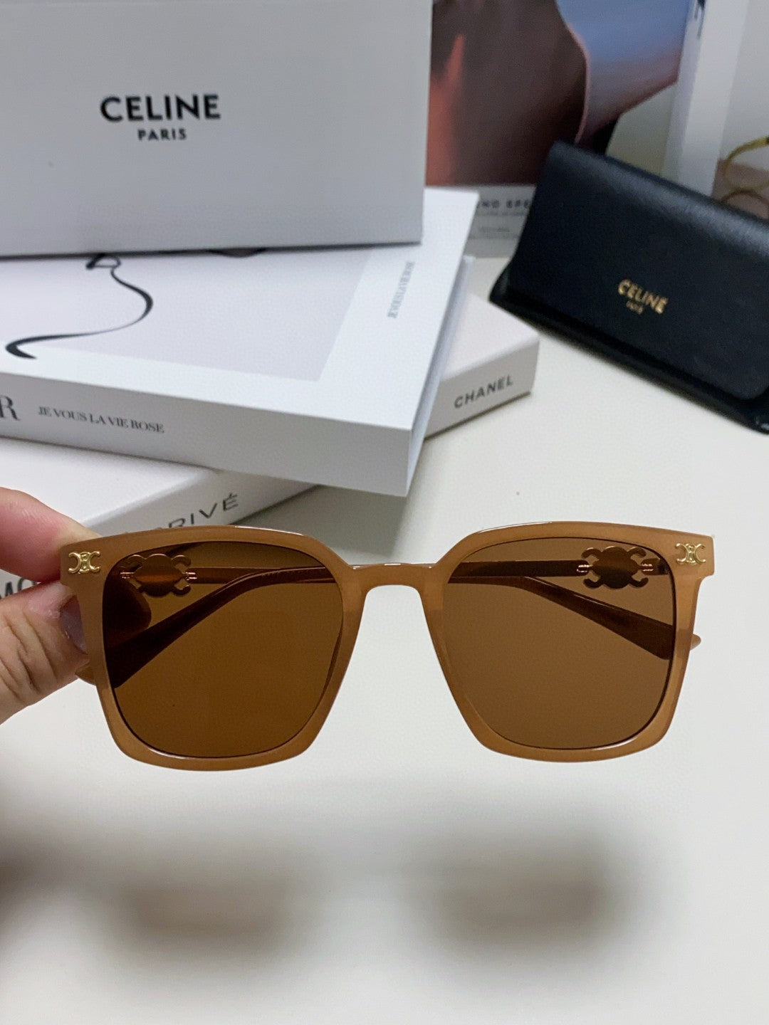 CELINE TRIOMPHE SUNGLASS 497816 IN NUDE METAL