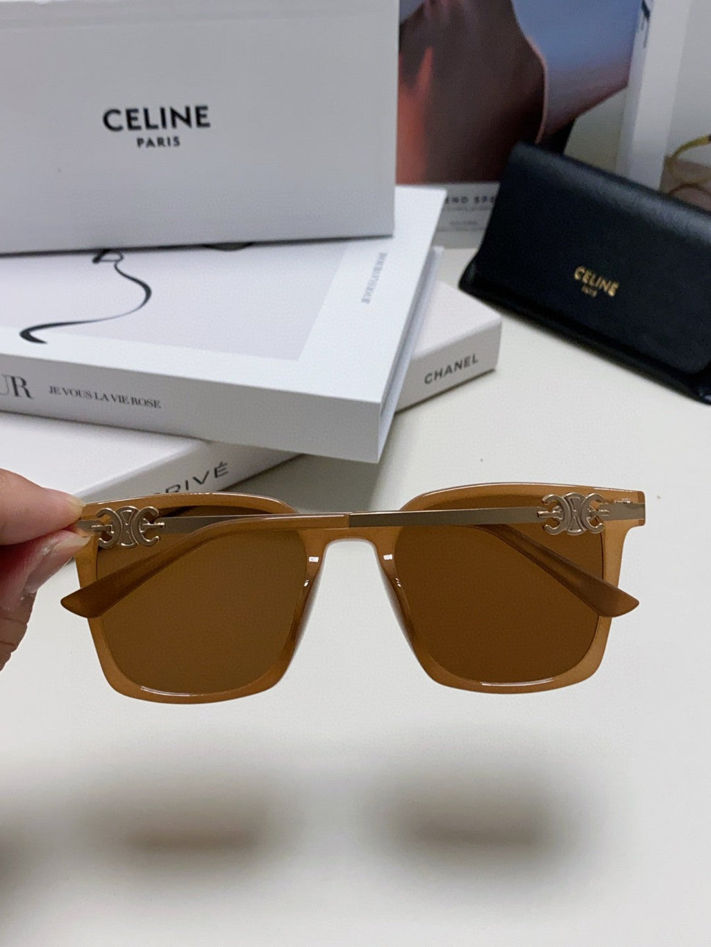 CELINE TRIOMPHE SUNGLASS 497816 IN NUDE METAL