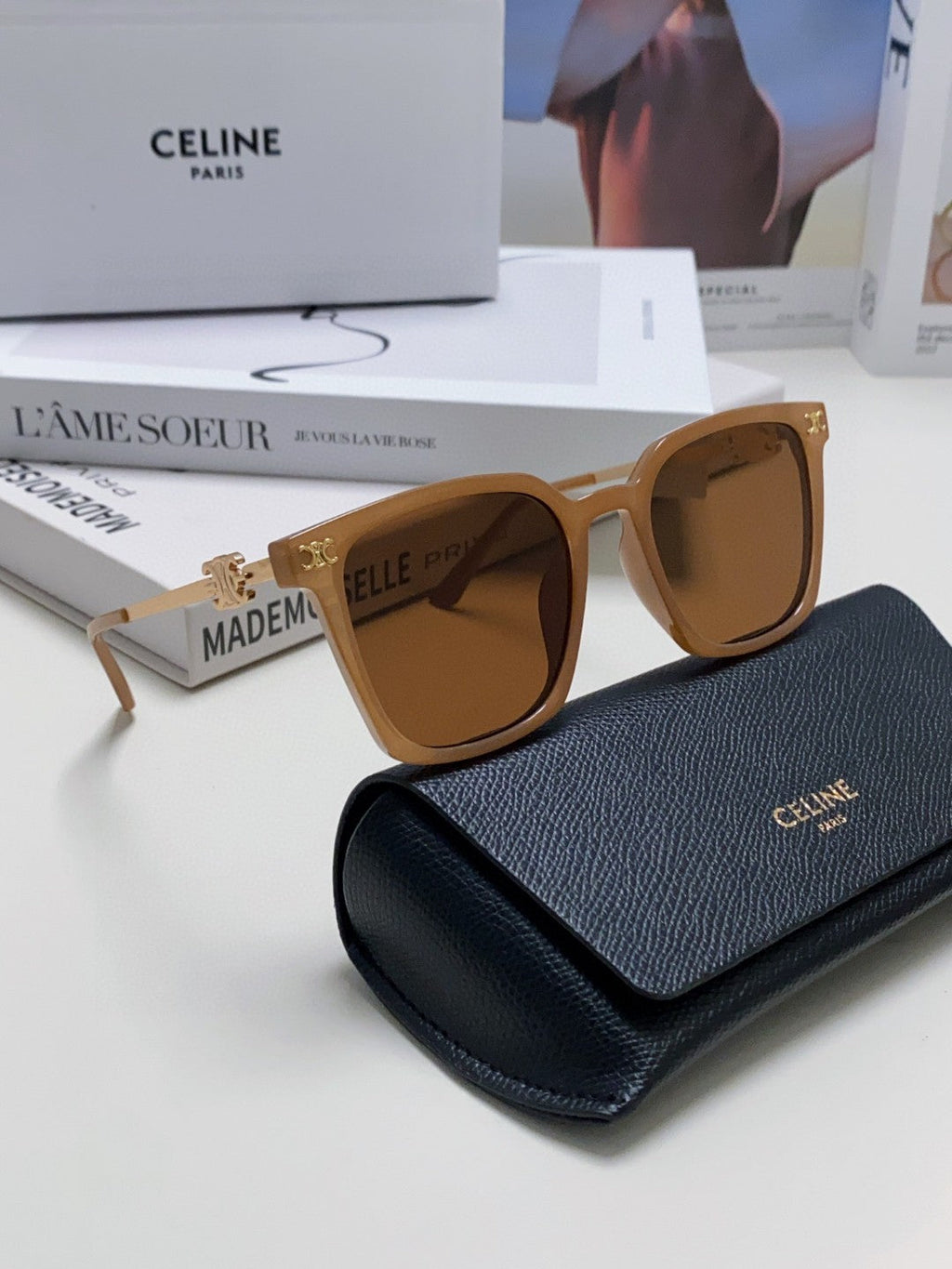 CELINE TRIOMPHE SUNGLASS 497816 IN NUDE METAL