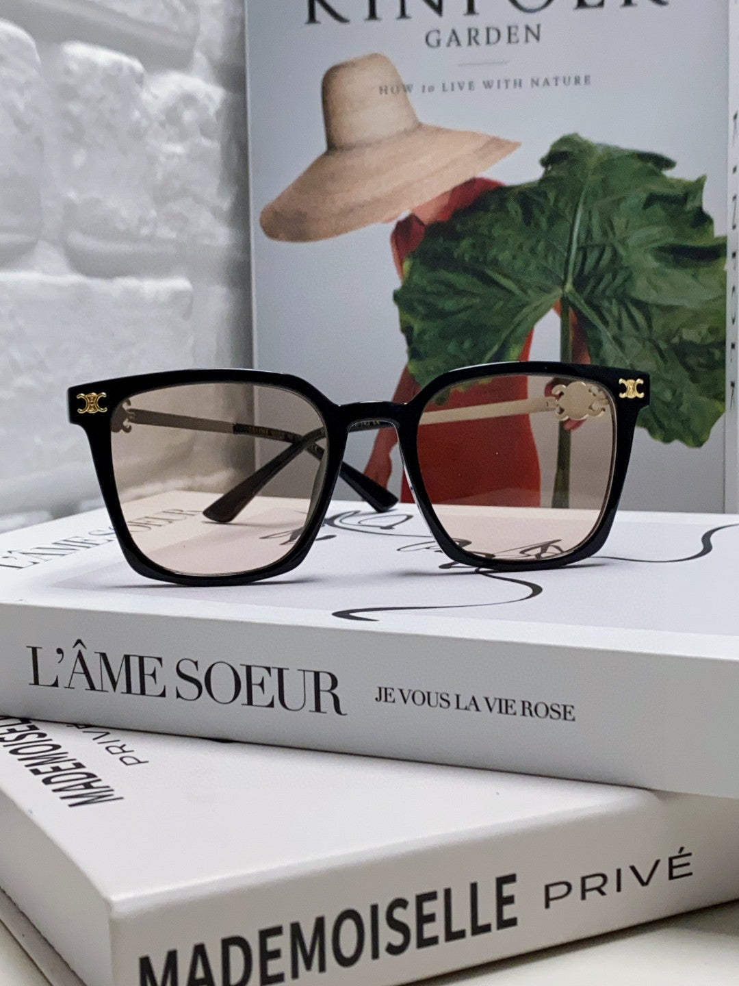 CELINE TRIOMPHE SUNGLASS 497818 IN SILVER METAL LIGHT BROWN LENSES