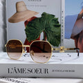 CELINE TRIOMPHE SUNGLASS 497822 IN GOLD METAL BROWN SMOKE LENSES