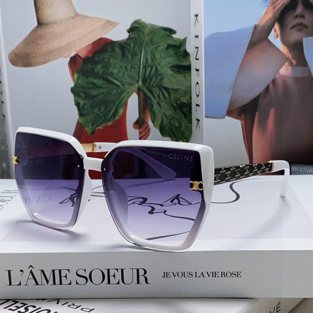CELINE TRIOMPHE SUNGLASS 497829 IN WHITE ACETATE EMBOSSED LOGO