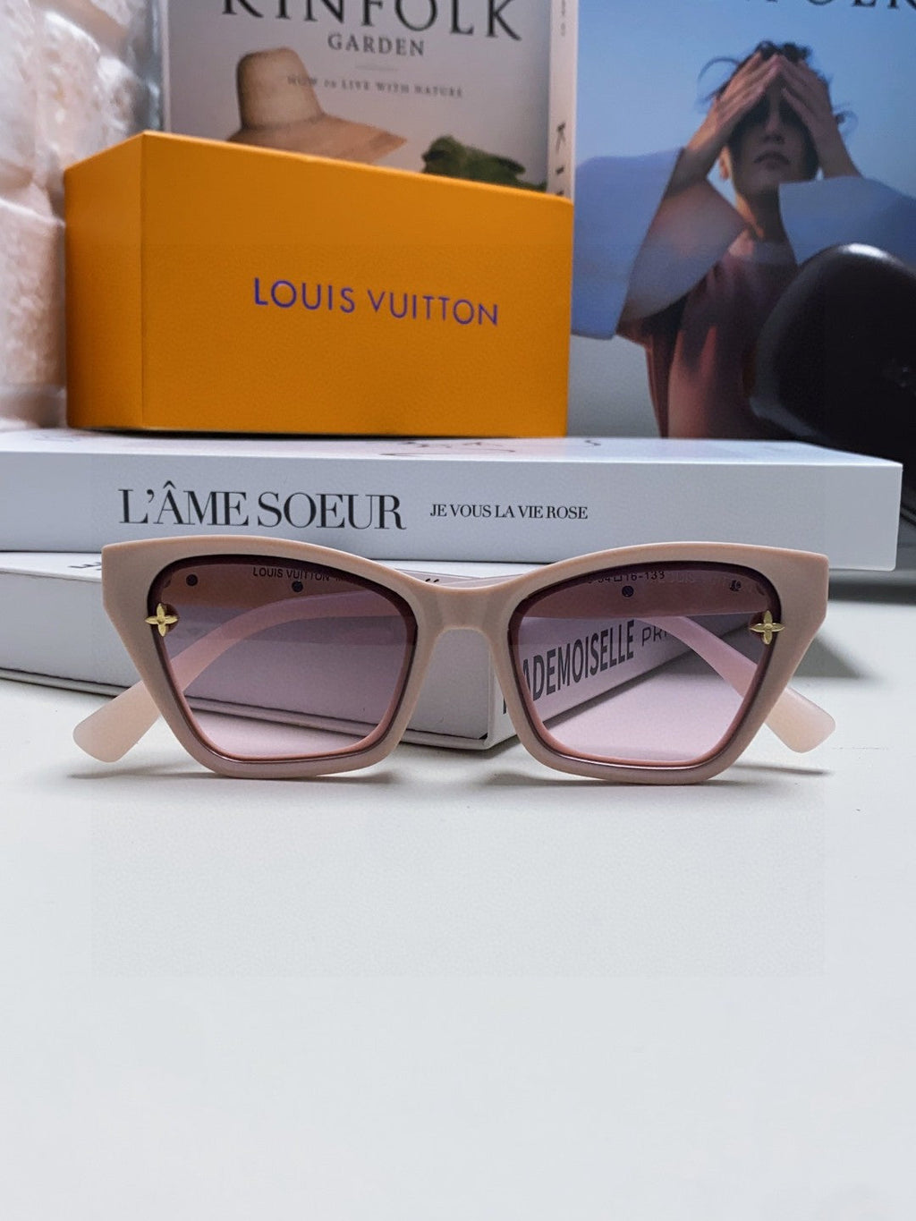 LOUIS VUITTON SQUARE SUNGLASSES 581358 IN NUDE PINK ACETATE EMBOSSED MONOGRAM LOGO