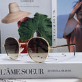 LOUIS VUITTON SIGNATURE ROUND SUNGLASS 581382 IN GOLD METAL BROWN SMOKE LENSES