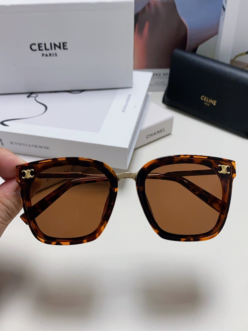 CELINE TRIOMPHE SUNGLASSES 548590 IN HAVANA ACETATE