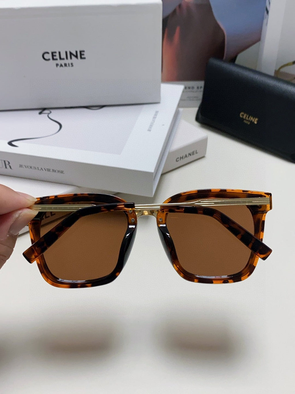 CELINE TRIOMPHE SUNGLASSES 548590 IN HAVANA ACETATE