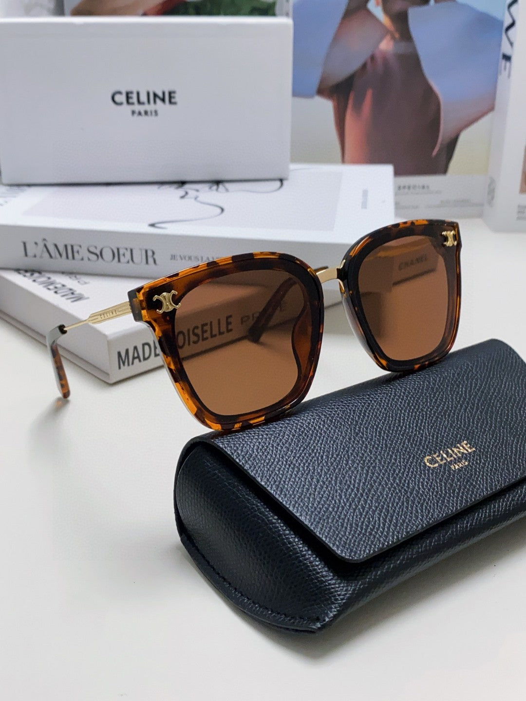 CELINE TRIOMPHE SUNGLASSES 548590 IN HAVANA ACETATE