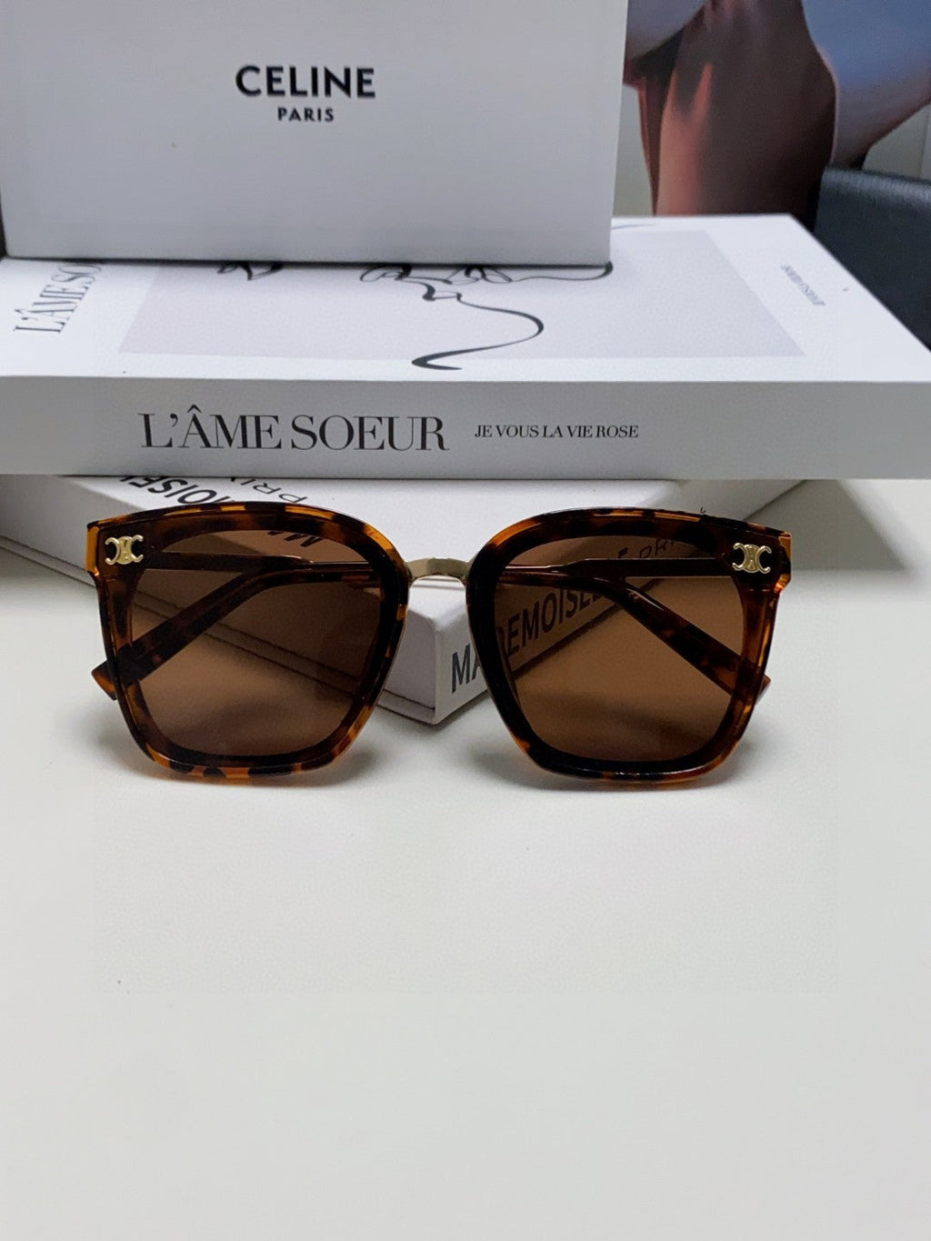 CELINE TRIOMPHE SUNGLASSES 548590 IN HAVANA ACETATE