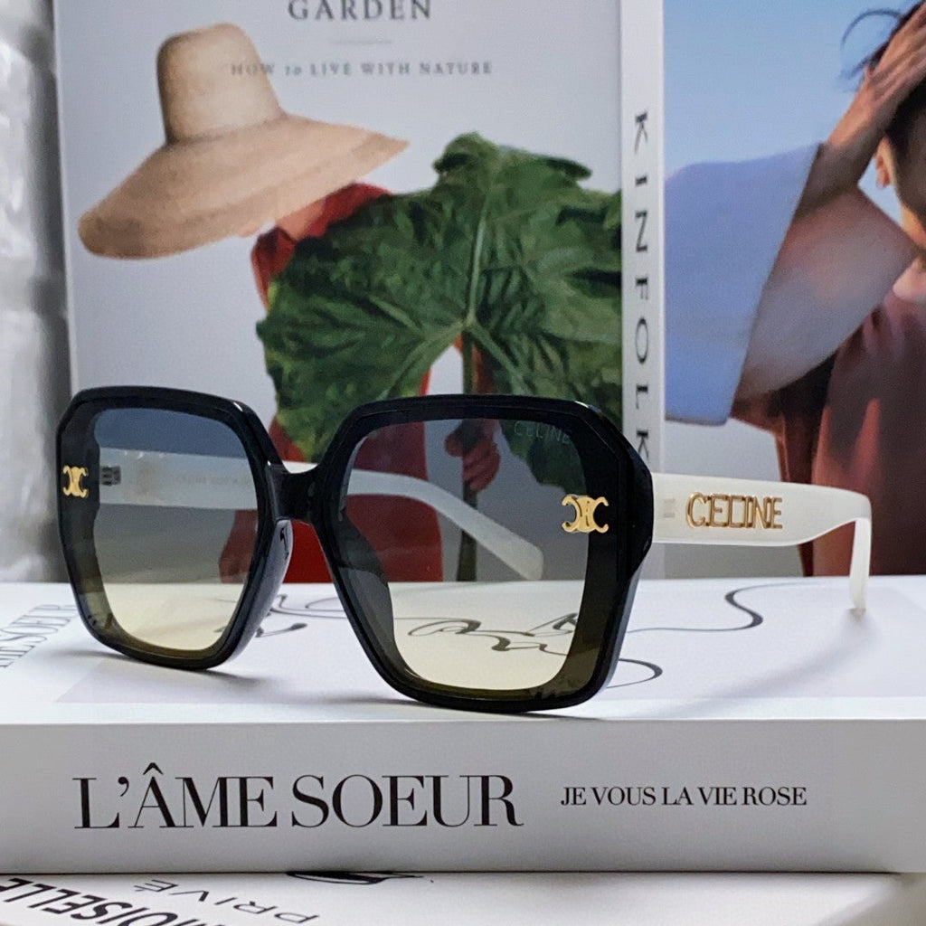 CELINE TRIOMPHE SUNGLASSES 548593 IN BLACK AND WHITE ACETATE