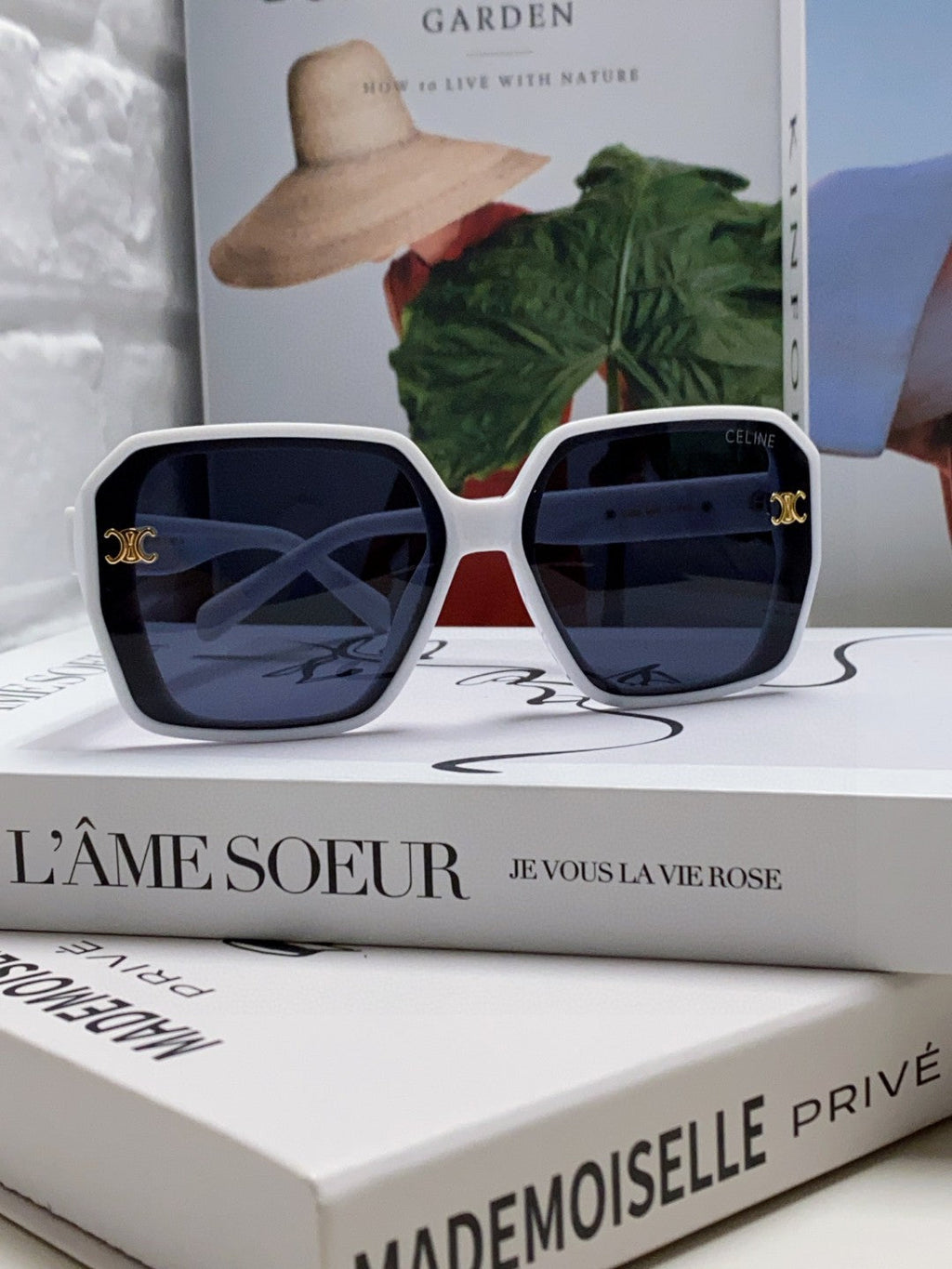 CELINE TRIOMPHE SUNGLASSES 548594 IN WHITE ACETATE