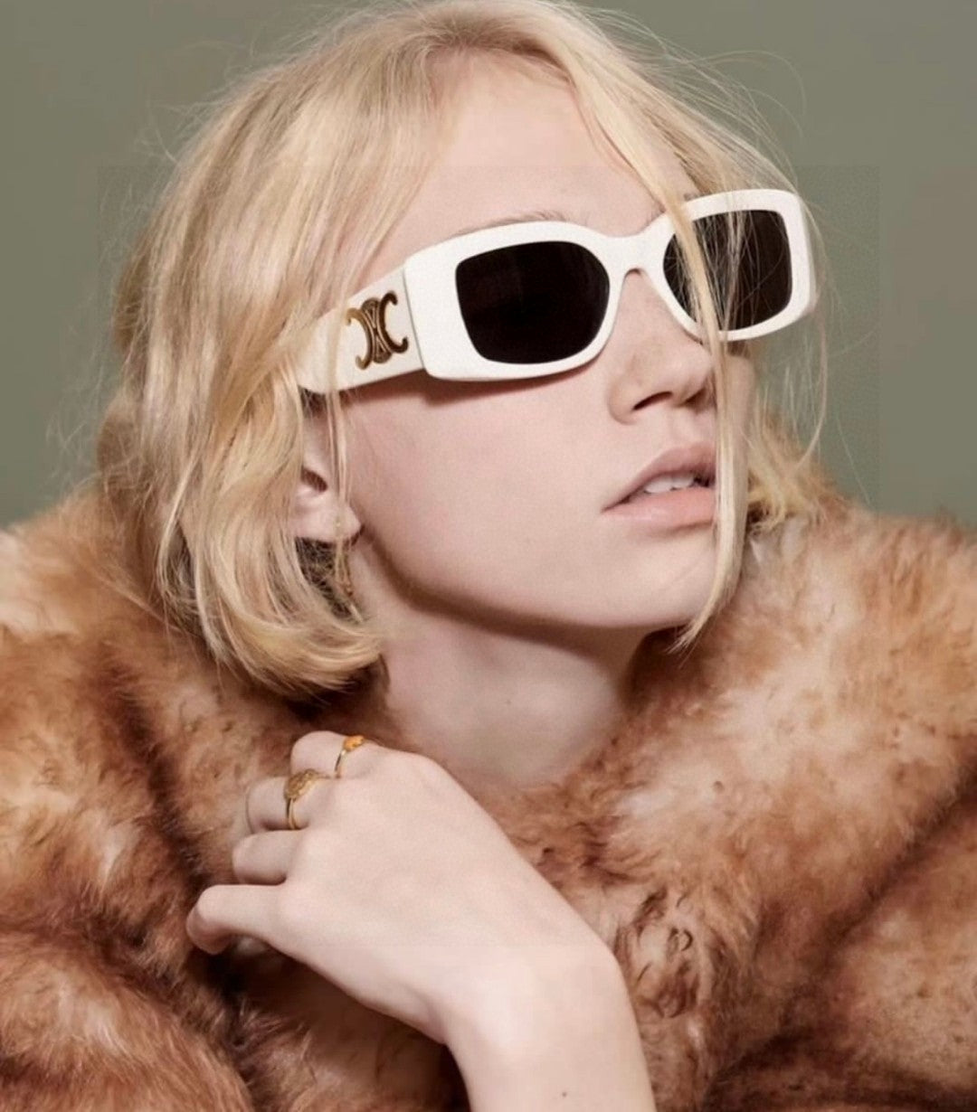 CELINE TRIOMPHE SUNGLASSES 548599 IN WHITE ACETATE