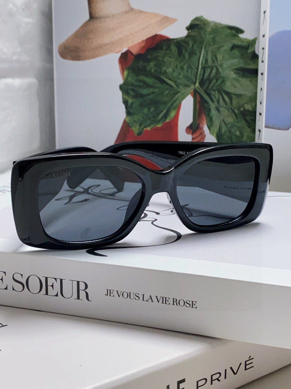 CELINE TRIOMPHE SUNGLASSES 548602 IN BLACK ACETATE