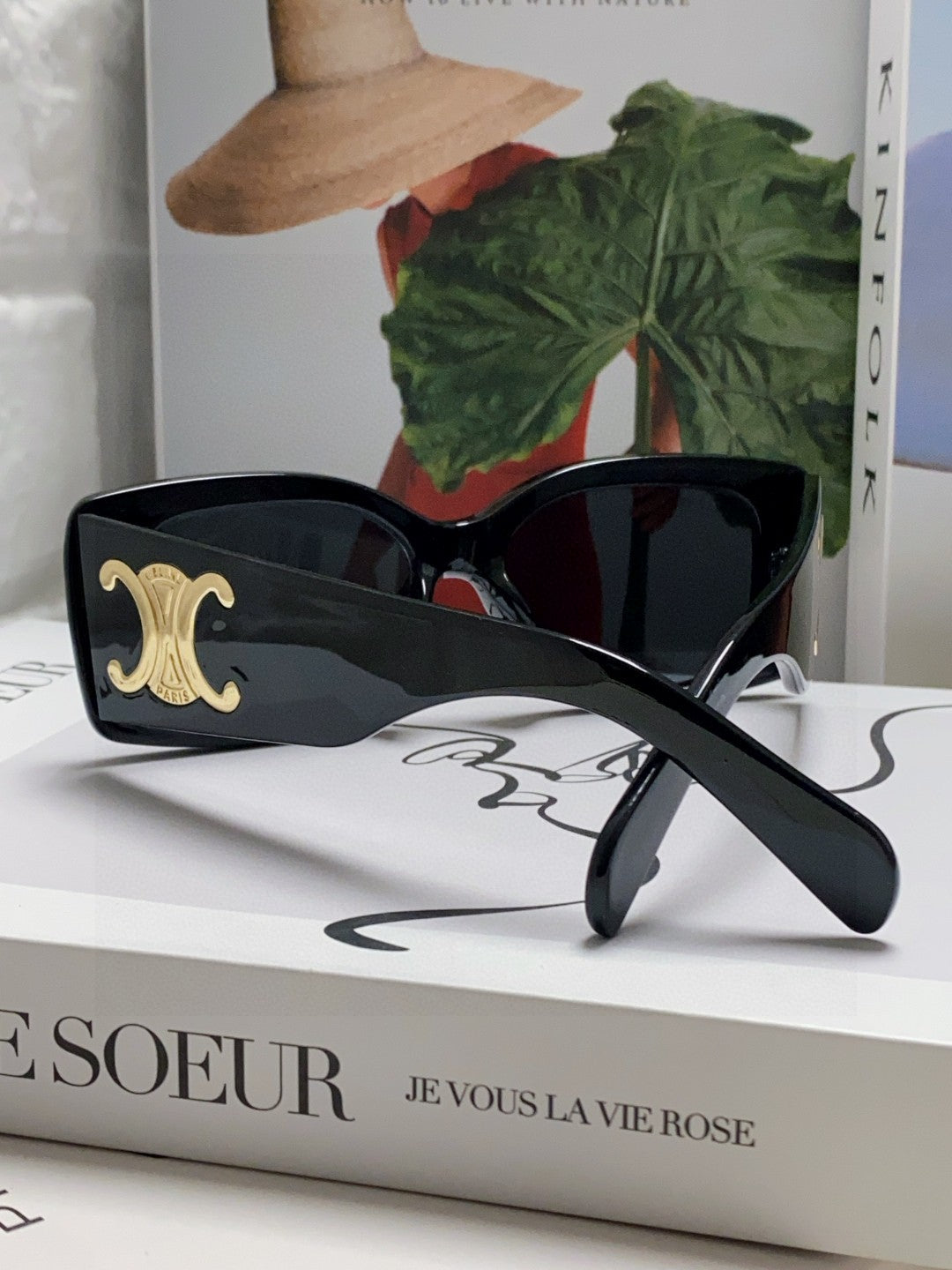 CELINE TRIOMPHE SUNGLASSES 548602 IN BLACK ACETATE
