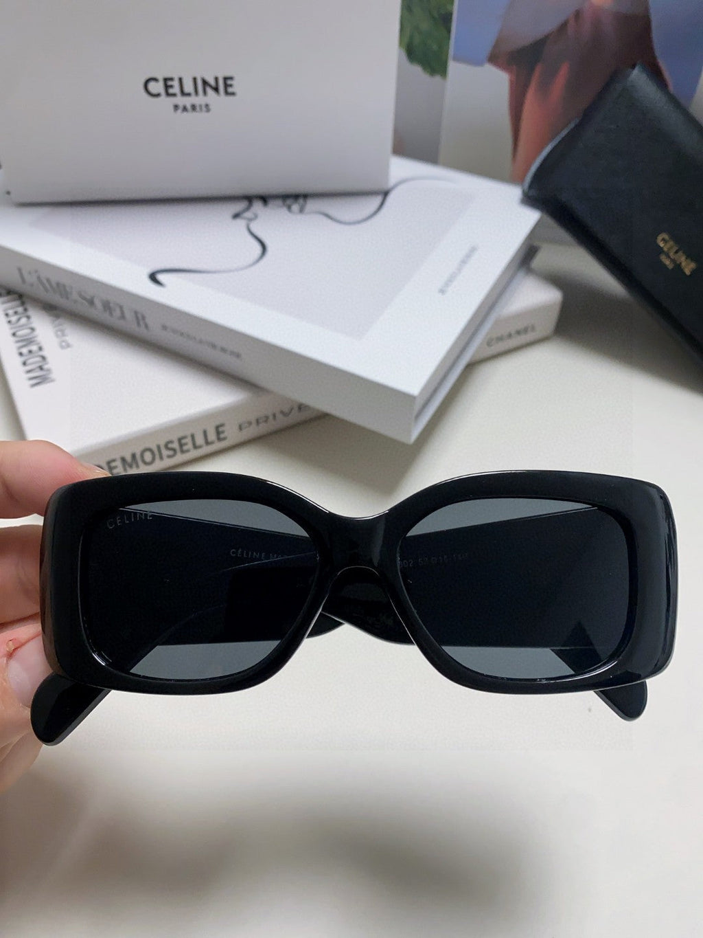 CELINE TRIOMPHE SUNGLASSES 548602 IN BLACK ACETATE