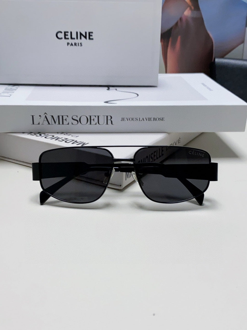 CELINE TRIOMPHE SUNGLASS 512996 IN BLACK METAL