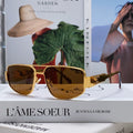 CELINE TRIOMPHE SUNGLASS 512998 IN GOLD METAL BROWN LENSES