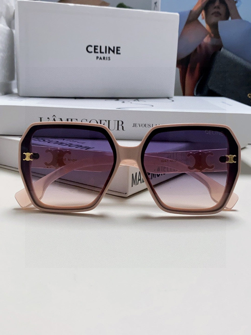 CELINE TRIOMPHE SUNGLASSES 552769 IN PINK ACETATE