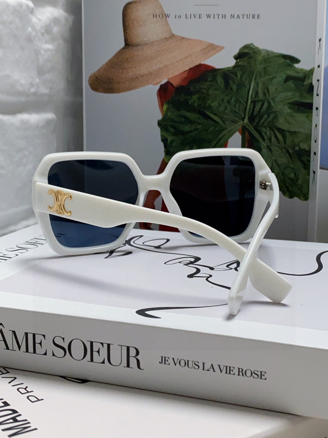 CELINE TRIOMPHE SUNGLASSES 552771 IN WHITE ACETATE