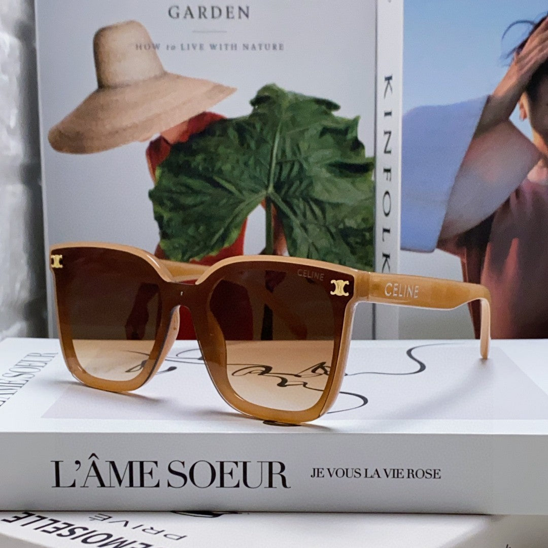 CELINE TRIOMPHE SUNGLASSES 552774 IN CARAMEL ACETATE TEXT LOGO