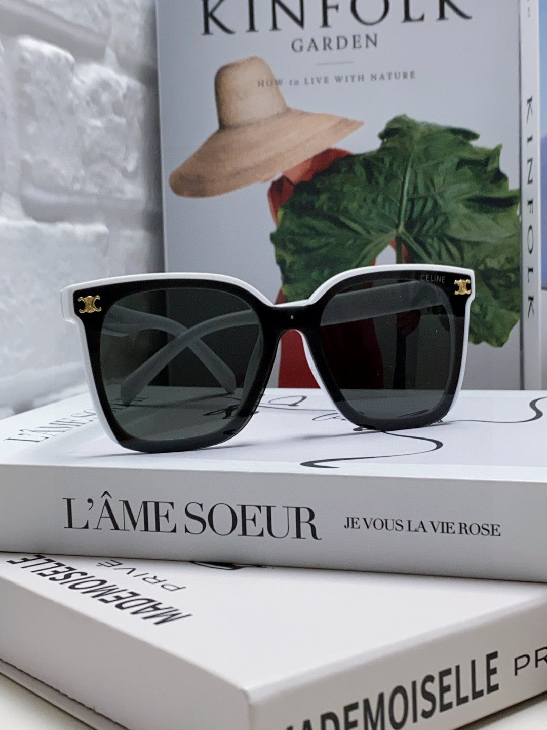CELINE TRIOMPHE SUNGLASSES 552775 IN WHITE ACETATE TEXT LOGO